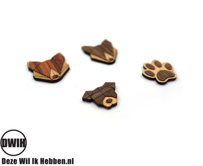 Houten Broche / Pin Hond