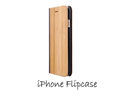 Houten flip case, iPhone 7 &ndash; Bamboe en Leer