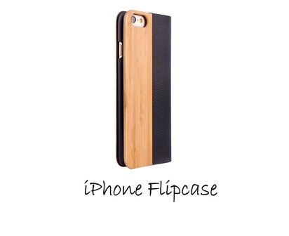 Houten flip case, iPhone 7 &ndash; Bamboe en Leer