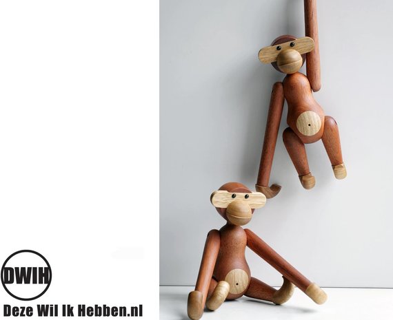 Nordic Design: houten Aap / Monkey - Teak, 28 cm