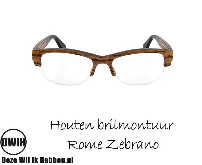 DWIH Houten brilmontuur Rome Zebrano Gratis verzenden Deze